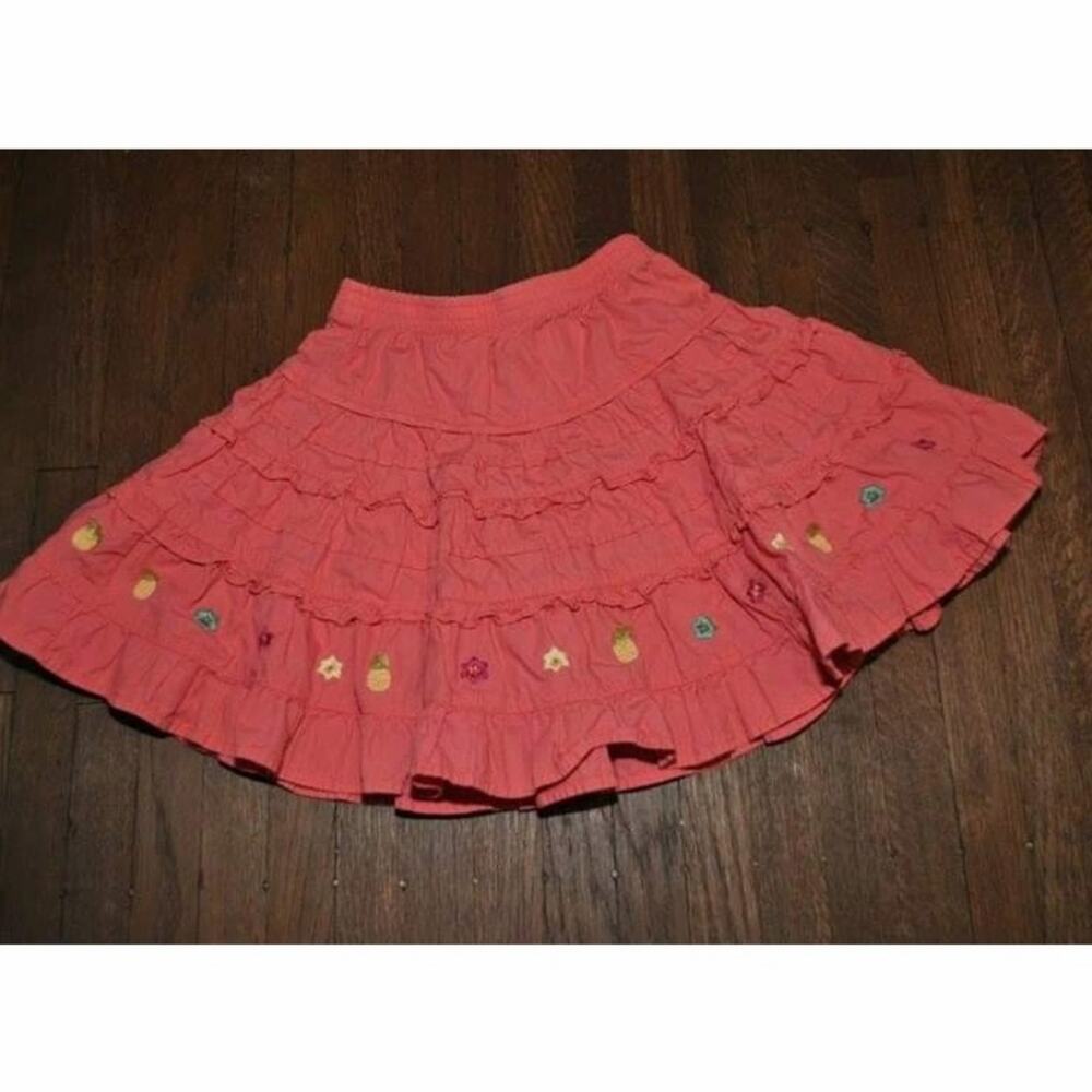 Gymboree Jungle Gem Ruffle Embroidered Flower Pineapple Tiered Skirt Size 4